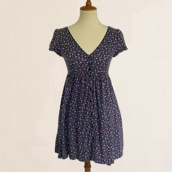 Denim & Supply Ralph Lauren Ditzy Floral Button Front Babydoll Dress Pockets - Picture 1 of 13